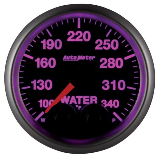 Auto Meter Elite Series 100-340 Degree F Water Temperature Gauge - Electric - Analog - Full Sweep - 2-1/16 in Diameter - Peak and Warn - Black Face - Image 5