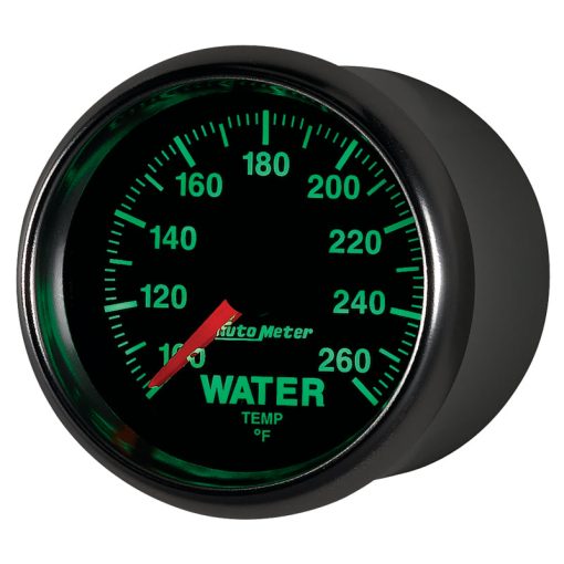 Auto Meter GS 100-260 Degree F Water Temperature Gauge - Electric - Analog - Full Sweep - 2-1/16 in Diameter - Black Face - Image 3