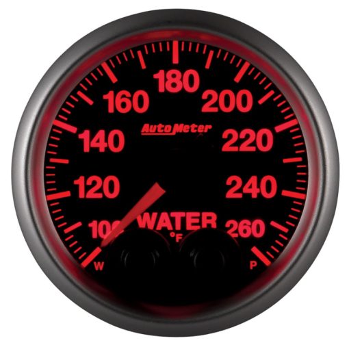 Auto Meter Elite Series 100-260 Degree F Water Temperature Gauge - Electric - Analog - Full Sweep - 2-1/16 in Diameter - Peak and Warn - Black Face - Image 8