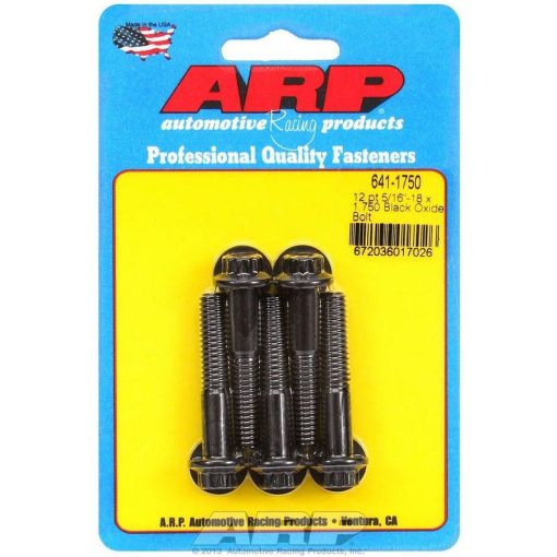 ARP 5/16-18 in Thread Bolt - 1.75 in Long - 3/8 in 12 Point Head - Chromoly - Black Oxide - Universal - Set of 5