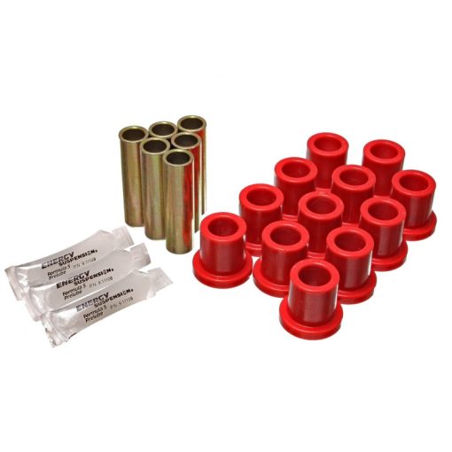 Energy Suspension Hyper-Flex Rear Leaf Spring Bushing Kit - Red / Cadmium - Ford Fullsize Truck 1960-72