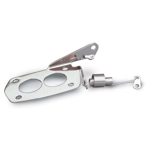 Lokar Throttle Cable Bracket - Under Carb Mount - Kickdown - Dual Stainless Return Springs - Stainless - Polished - Rochester Carburetors