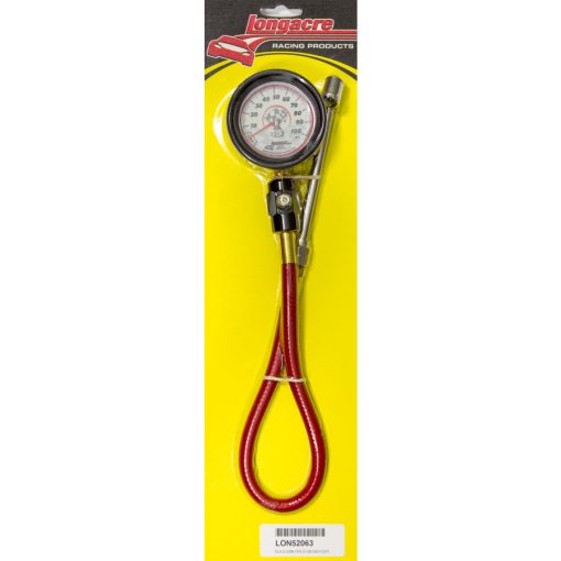 Longacre Deluxe Glow in the Dark Tire Pressure Gauge - 0-100 psi - Analog - 2-1/2 in Diameter - White Face - 1 lb Increments 52063