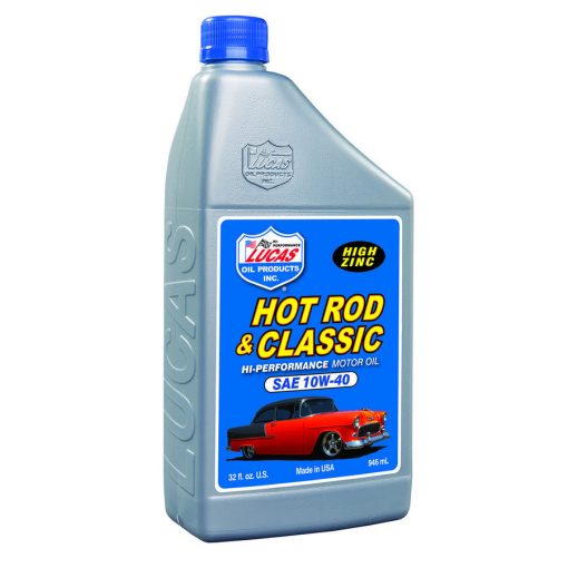 Lucas Oil Products Hot Rod and Classic Car High Zinc 10W40 Motor Oil - Conventional - 1 Quart Bottle