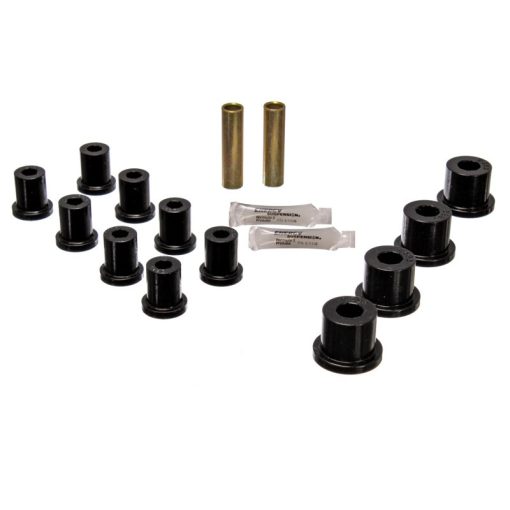 Energy Suspension Hyper-Flex Rear Leaf Spring Bushing Kit - Black / Cadmium - Jeep CJ 1976-86 2-2116G