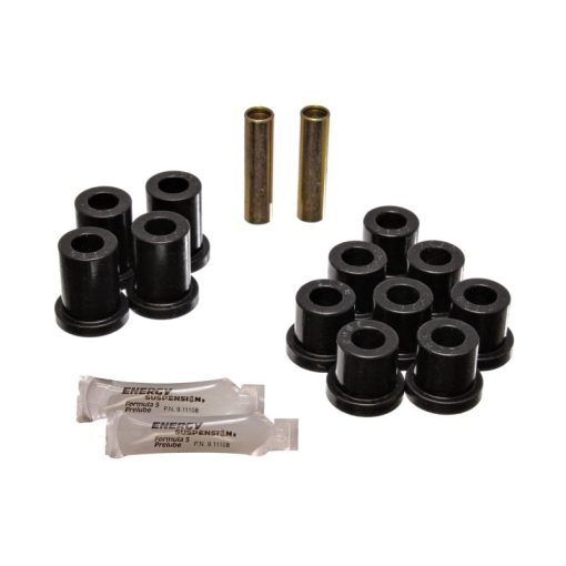 Energy Suspension Hyper-Flex Rear Leaf Spring Bushing Kit - Black / Cadmium - Chevy Fullsize Car 1956-57