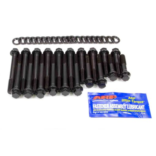 ARP High Performance Series Cylinder Head Bolt Kit - Hex Head - Chromoly - Black Oxide - Round Port - Pontiac V8