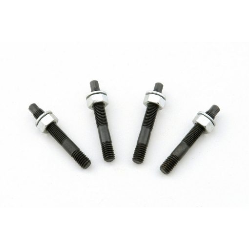 Mr. Gasket Bullet Tip Carburetor Stud - 5/16-18 and 5/16-24 in Thread - 2 in Long - Hex Nuts - Black Oxide / Zinc Oxide - Set of 4