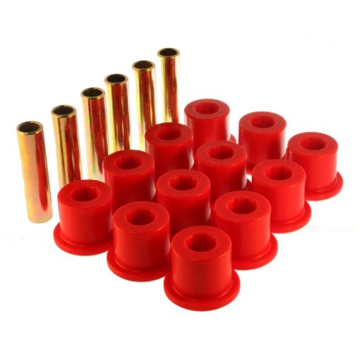 Energy Suspension Hyper-Flex Rear Leaf Spring Bushing Kit - Red / Cadmium - GM Fullsize SUV / Truck 1967-87