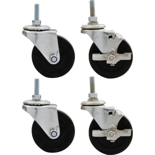 Allstar Performance Standard Duty Engine Cradle Casters - 3/8 in Studs - Locking - 3 in Wheels - Standard Duty Engine Cradles - Set of 4