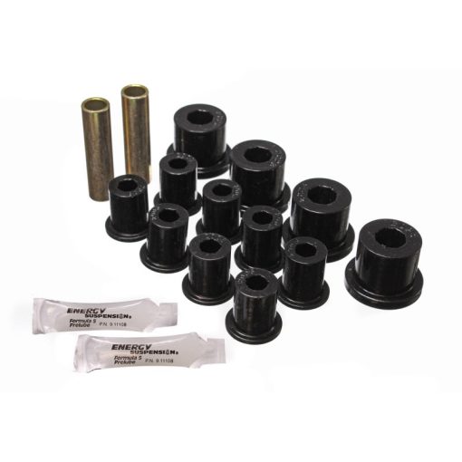 Energy Suspension Hyper-Flex Rear Leaf Spring Bushing Kit - Black / Cadmium - Jeep CJ 1976-86 2-2103G