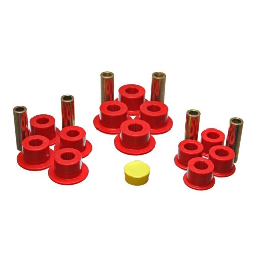 Energy Suspension Hyper-Flex Rear Leaf Spring Bushing Kit - Red / Cadmium - GM Fullsize Truck 1999-2006