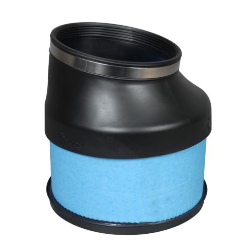 Volant PowerCore Clamp-On Air Filter Element - Maintenance Free Filter - Slant Offset Round - 8 in Diameter - 8 in Tall - 6 in Flange - Synthetic - Blue - Universal