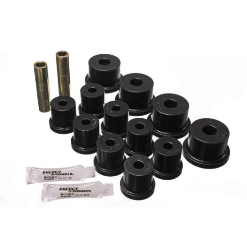 Energy Suspension Hyper-Flex Rear Leaf Spring Bushing Kit - Black / Cadmium - Ford Mustang 1964-73