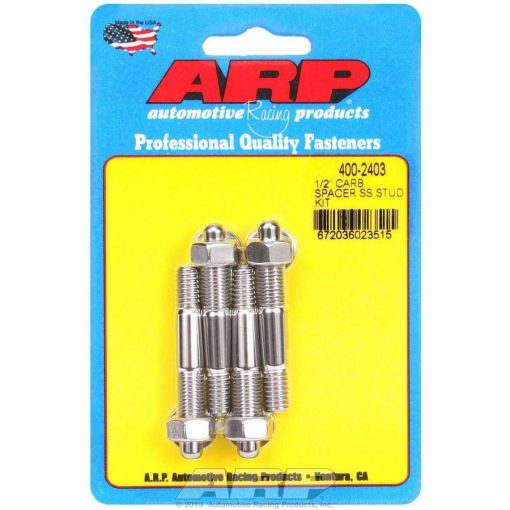 ARP Carburetor Stud - 5/16-18 and 5/16-24 in Thread - 2.225 in Long - Hex Nuts - Polished - Set of 4 400-2403