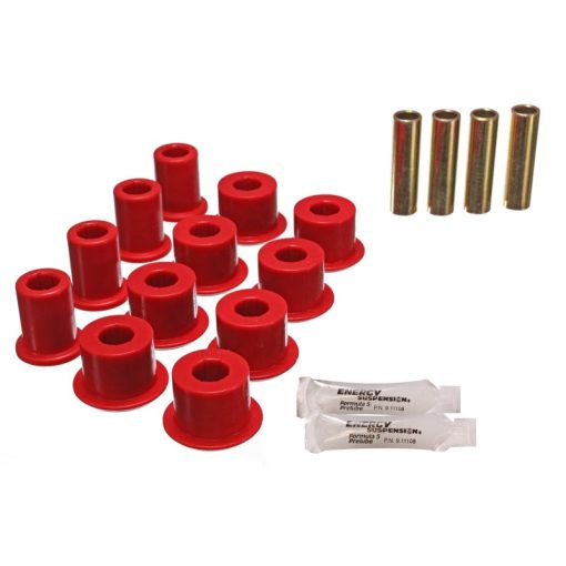 Energy Suspension Hyper-Flex Rear Leaf Spring Bushing Kit - Red / Cadmium - Toyota Compact SUV / Truck 1989-2004