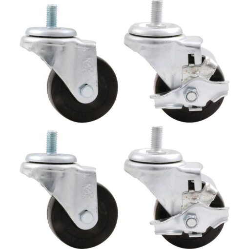 Allstar Performance Heavy Duty Engine Cradle Casters - 1/2 in Studs - Locking - 3 in Wheels - Heavy Standard Duty Engine Cradles - Set of 4