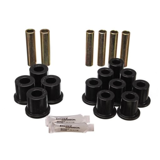 Energy Suspension Hyper-Flex Rear Leaf Spring Bushing Kit - Black / Cadmium - Ford Fullsize SUV / Truck 1980-96