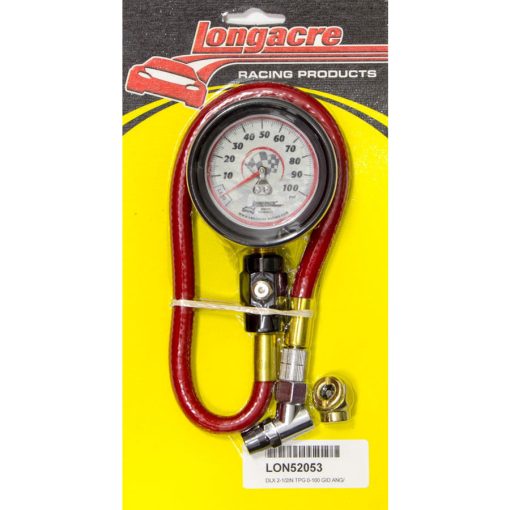 Longacre Deluxe Glow in the Dark Tire Pressure Gauge - 0-100 psi - Analog - 2-1/2 in Diameter - White Face - 1 lb Increments 52053