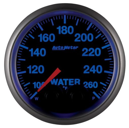 Auto Meter Elite Series 100-260 Degree F Water Temperature Gauge - Electric - Analog - Full Sweep - 2-1/16 in Diameter - Peak and Warn - Black Face - Image 3