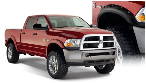 Bushwacker Pocket Style Front / Rear Fender Flare - 2.6 in Wide Front - 2 in Wide Rear - Black - Dodge Ram Fullsize Truck 2010-14