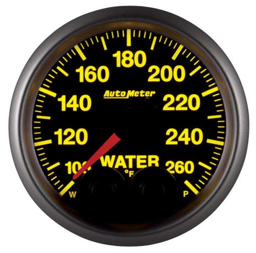 Auto Meter Elite Series 100-260 Degree F Water Temperature Gauge - Electric - Analog - Full Sweep - 2-1/16 in Diameter - Peak and Warn - Black Face - Image 7