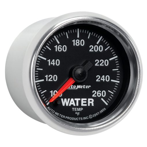 Auto Meter GS 100-260 Degree F Water Temperature Gauge - Electric - Analog - Full Sweep - 2-1/16 in Diameter - Black Face - Image 5