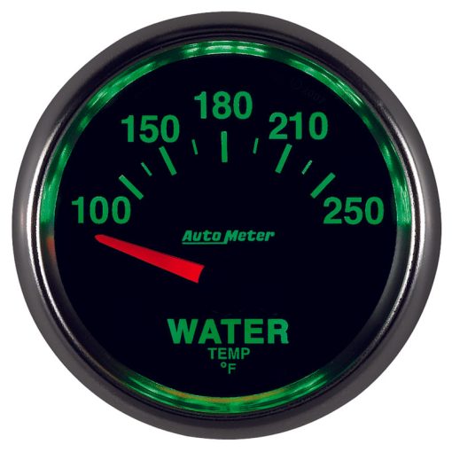 Auto Meter GS 100-250 Degree F Water Temperature Gauge - Electric - Analog - Short Sweep - 2-1/16 in Diameter - Black Face - Image 2