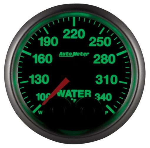 Auto Meter Elite Series 100-340 Degree F Water Temperature Gauge - Electric - Analog - Full Sweep - 2-1/16 in Diameter - Peak and Warn - Black Face - Image 2