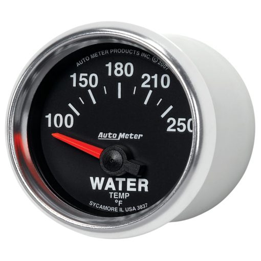 Auto Meter GS 100-250 Degree F Water Temperature Gauge - Electric - Analog - Short Sweep - 2-1/16 in Diameter - Black Face - Image 4