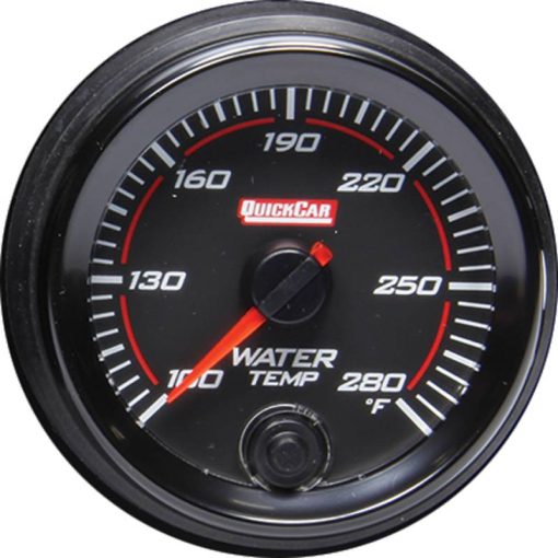 QuickCar Redline Water Temperature Gauge - 100-280 Degree F - Electric - Analog - 2-5/8" - Black Face