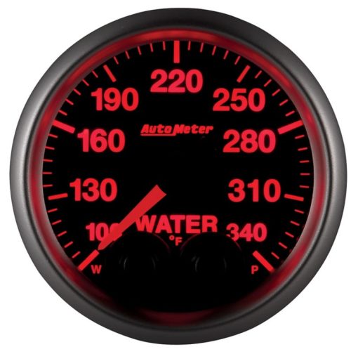 Auto Meter Elite Series 100-340 Degree F Water Temperature Gauge - Electric - Analog - Full Sweep - 2-1/16 in Diameter - Peak and Warn - Black Face - Image 7