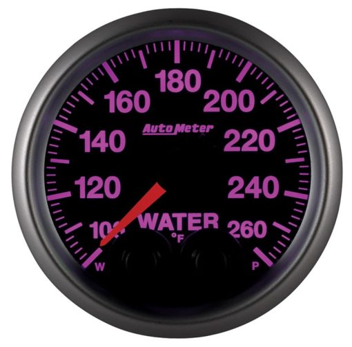 Auto Meter Elite Series 100-260 Degree F Water Temperature Gauge - Electric - Analog - Full Sweep - 2-1/16 in Diameter - Peak and Warn - Black Face - Image 4