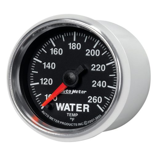 Auto Meter GS 100-260 Degree F Water Temperature Gauge - Electric - Analog - Full Sweep - 2-1/16 in Diameter - Black Face - Image 4