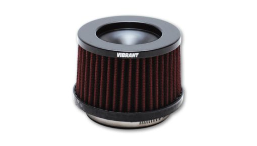 Vibrant Performance Classic Clamp-On Conical Air Filter Element - 6.5 in Base - 5 in Top Diameter - 4.25 in Tall - 4 in Flange - Cotton - Red - Universal