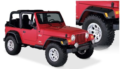 Bushwacker Pocket Style Front / Rear Fender Flare - 6 in Wide - Black - Jeep Wrangler TJ 1997-2006