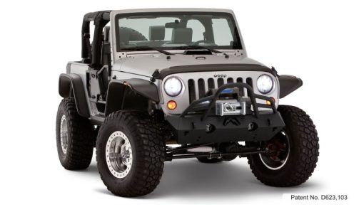 Bushwacker Flat Style Front / Rear Fender Flare - 9.5 in Wide Front - 4.75 in Wide Rear - Black - Jeep Wrangler JK 2007-14 - Image 2