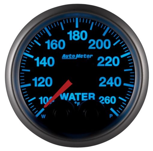 Auto Meter Elite Series 100-260 Degree F Water Temperature Gauge - Electric - Analog - Full Sweep - 2-1/16 in Diameter - Peak and Warn - Black Face - Image 2