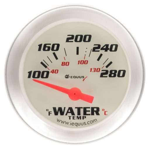 Equus 8000 Series Water Temperature Gauge - 100-280 Degree F - Electric - Analog - 2" Diameter - White Face