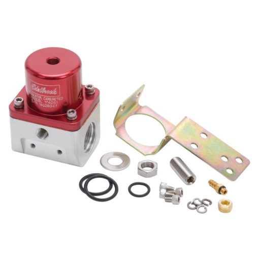 Edelbrock 5-10 psi Fuel Pressure Regulator Inline 10 An Inlets/Outlet 6 AN Return - Bypass - Red Anodize - Image 2