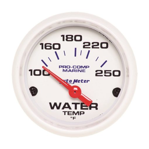 Auto Meter 2-1/16 Water Temp Gauge 100-250F White Phantom