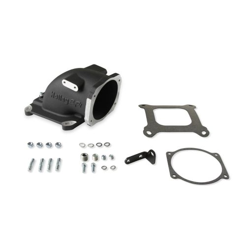 Holley EFI Throttle Body Adapter - Elbow - Aluminum - Black - GM LS-Series to 4150 Mounting Flange - Image 2