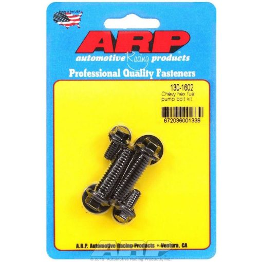 ARP Fuel Pump Bolts - Chromemoly - Black Oxide - Hex - BB Chevy, SB Chevy