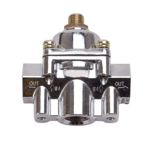 Edelbrock 5-10 psi Fuel Pressure Regulator Inline 3/8" NPT Inlets/Outlet 3/8" NPT Return - Bypass - Blue Anodize - Image 2