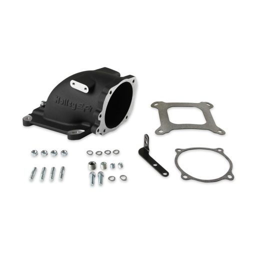 Holley EFI Throttle Body Adapter - Elbow - Aluminum - Black - Ford 105 mm Throttle Body to Square Bore Mounting Flange - Image 2