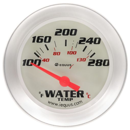 Equus 8000 Series Water Temperature Gauge - 100-280 Degree F - Electric - Analog - 2-5/8" Diameter - White Face