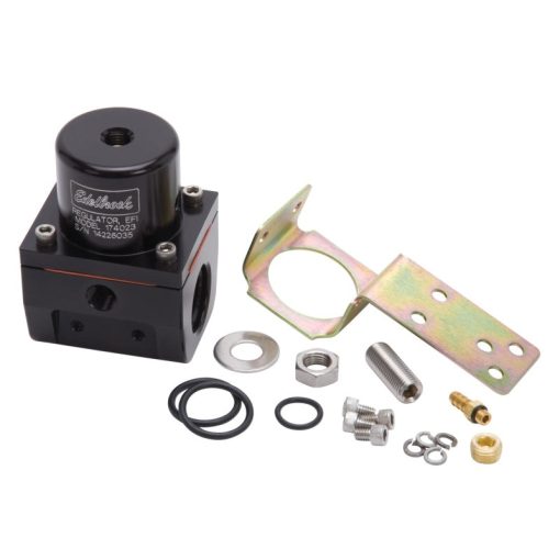 Edelbrock 35-90 psi Fuel Pressure Regulator Inline 10 AN Inlets/Outlet 6 AN Return - 1/8" NPT Port - Black Anodize - Image 2