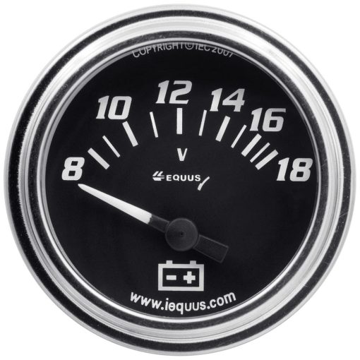 Equus 7000 Classic Series Voltmeter - 8-18V - Electric - Analog - Short Sweep - 2" Diameter - Black Face