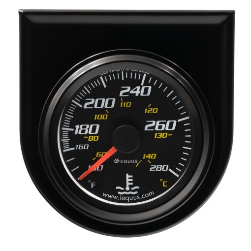 Equus 6000 Series Water Temperature Gauge - 130-280 Degree F - Mechanical - Analog - 2" Diameter - Panel Mount - Black Face