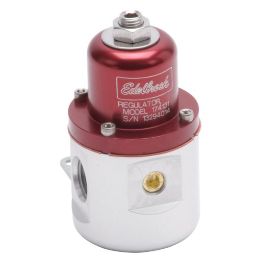 Edelbrock 5-10 psi Fuel Pressure Regulator Inline 3/8" NPT Inlets/Outlet 3/8" NPT Return - Bypass - Red Anodize